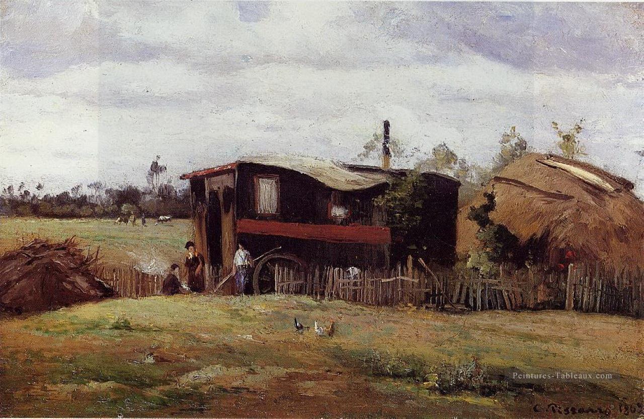 le wagon bohémien 1862 Camille Pissarro Peintures à l'huile
